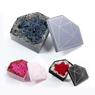Scatola di fiori di diamanti stampati personalizzati FSC Scatola di rose di diamanti con stampa a caldo in oro