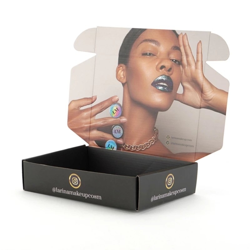 Goffratura Debossing Cosmetic Black Mailer Box Parrucca Scatola di immagazzinaggio Dimensioni personalizzate