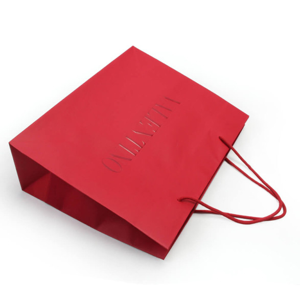 sacchetti di carta dell'indumento di stampa offset 4C 6C Borse regalo di carta rossa abbagliante con le maniglie